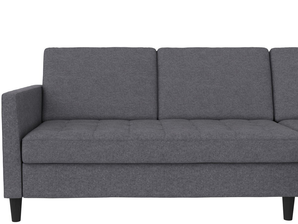ECKSOFA PALERMO Grau Webstoff, Leinenoptik Schlaffunktion, Stauraum  - Schwarz/Grau, Basics, Kunststoff/Textil (213/154cm) - Livetastic