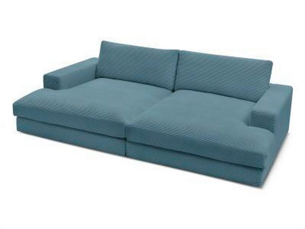 BIGSOFA LEONARD Cord Hellblau  - Schwarz/Hellblau, MODERN, Kunststoff/Textil (234/77/159cm)