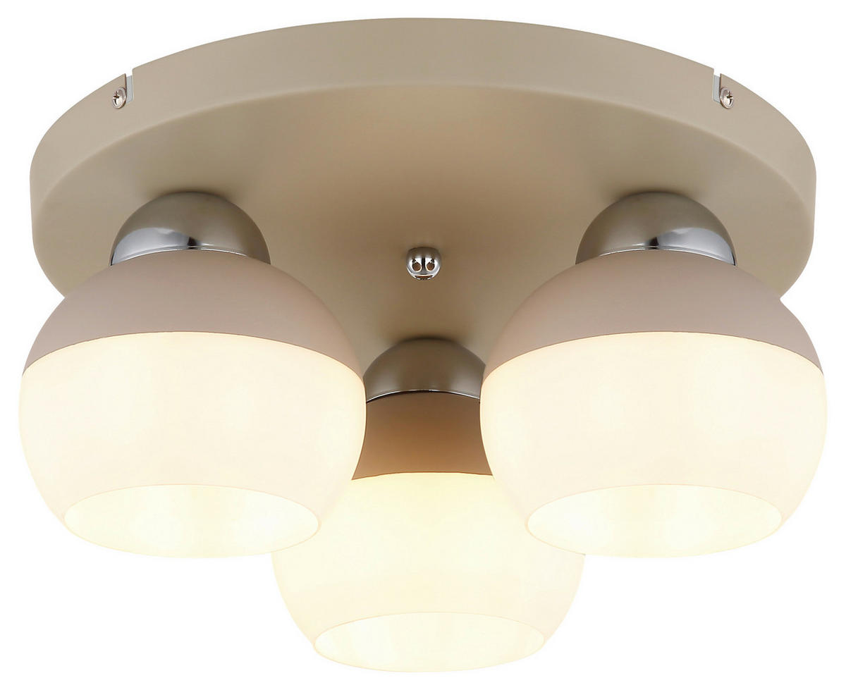 DECKENLEUCHTE  30/15,5 cm    - Sandfarben/Chromfarben, Trend, Glas/Metall (30/15,5cm) - Collet's Monde