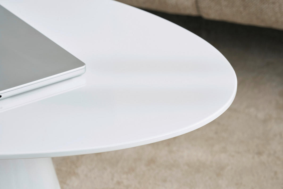 COUCHTISCH 110/60/40 cm oval Weiß Hochglanz  - Weiß Hochglanz, Basics, Holzwerkstoff (110/60/40cm) - MID.YOU