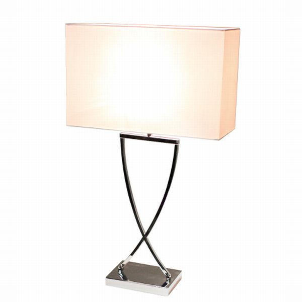 STOLNÍ LAMPA, 27/52 cm  - bílá/barvy chromu, Konvenční, kov/textil (27/52cm) - By Rydéns