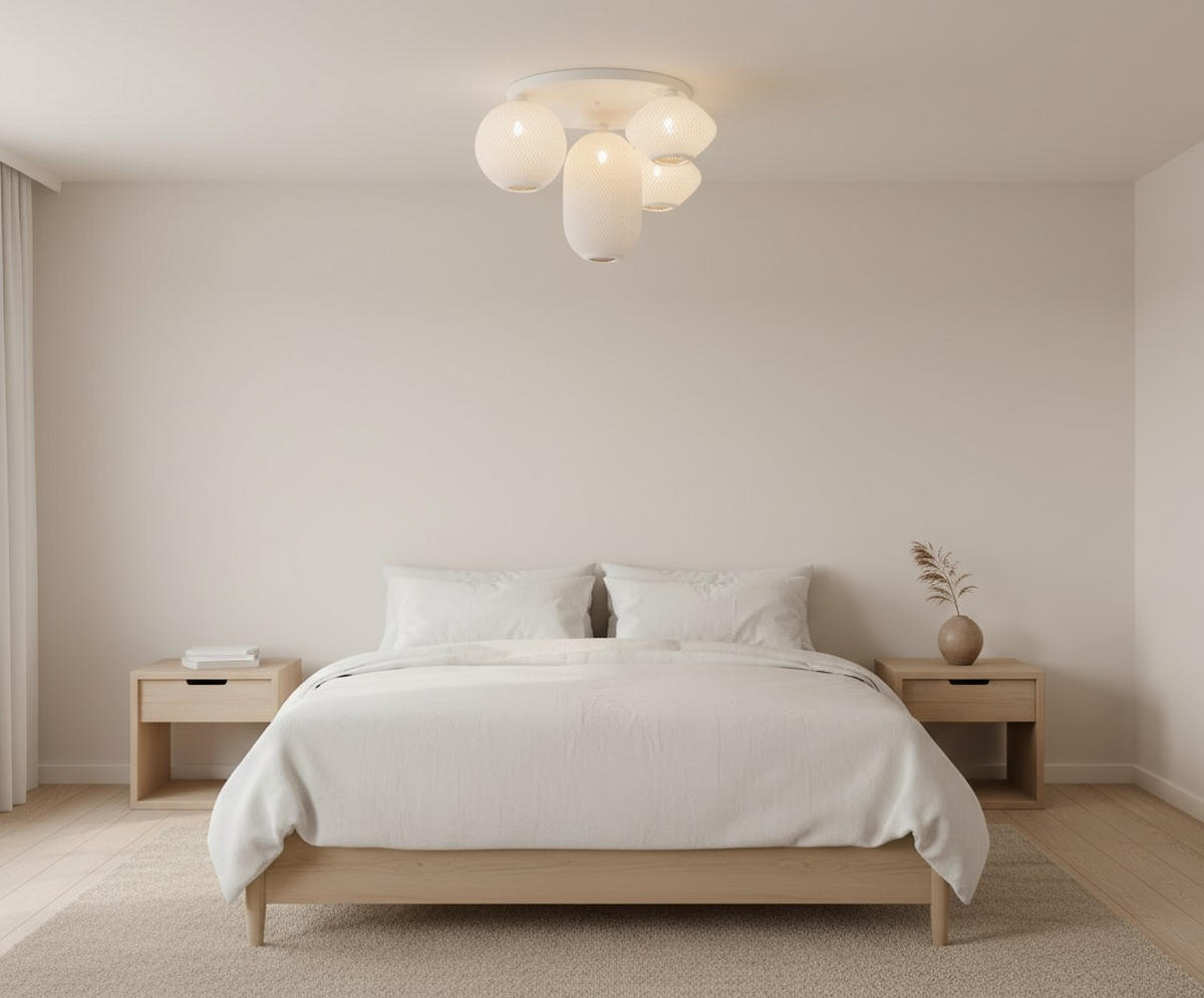 DECKENLEUCHTE  68/68/42 cm    - Beige, Design, Textil/Metall (68/68/42cm) - Collet's Monde