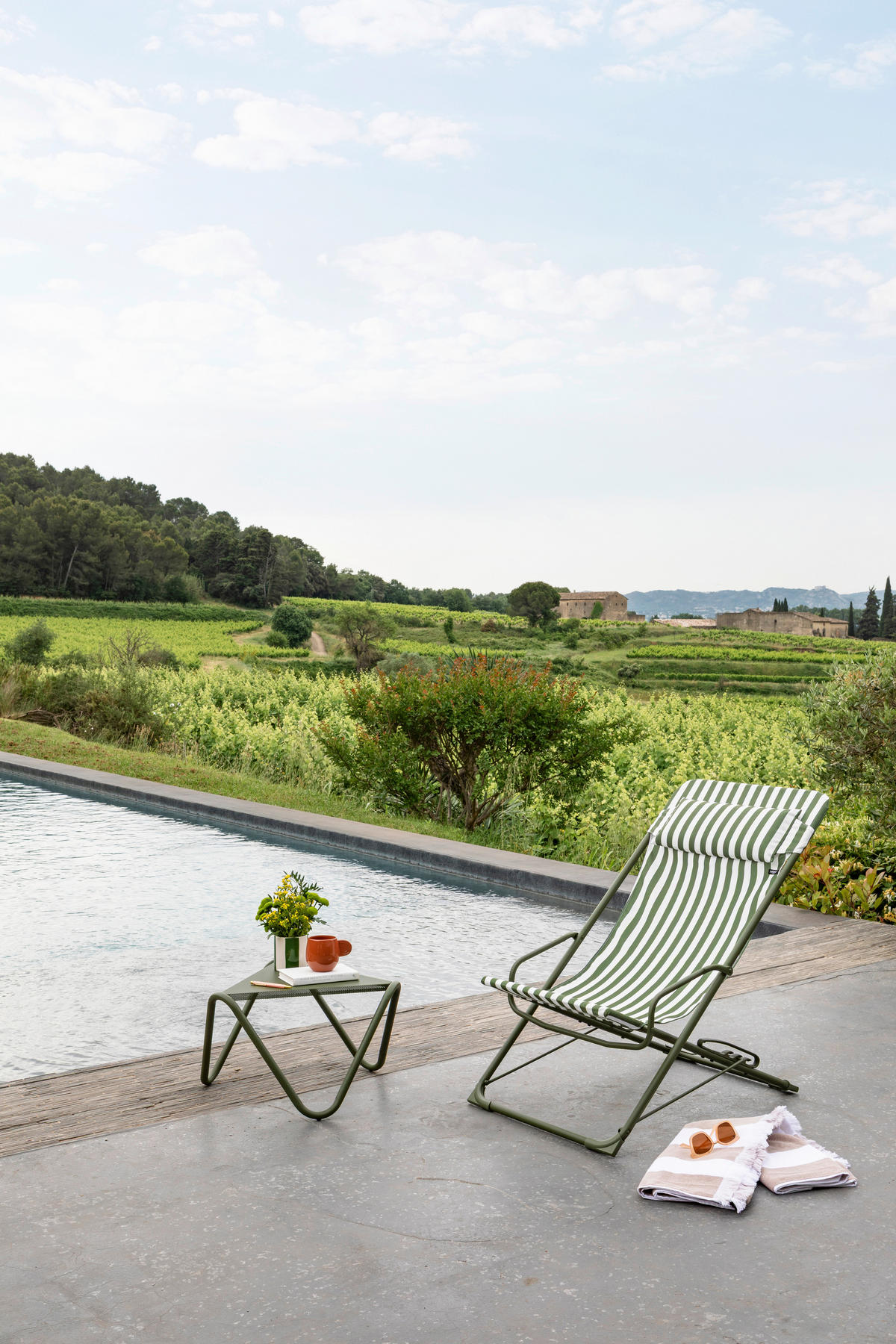 STRANDSTUHL Stahl Grün, Weiß  - Weiß/Grün, Basics, Kunststoff/Metall (60/91/83cm) - Lafuma Mobilier