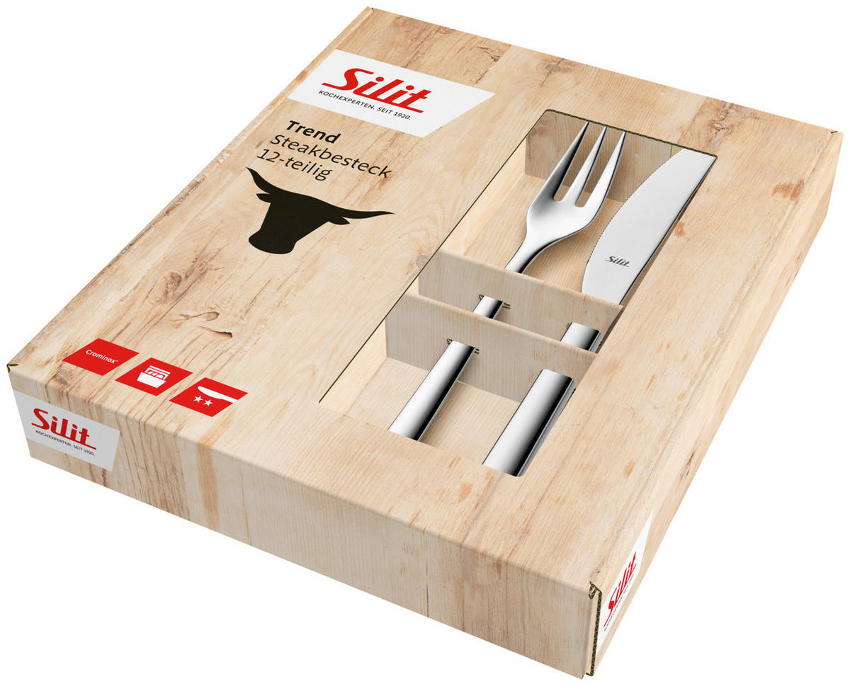 STEAKBESTECK 12-teilig  - Edelstahlfarben, Basics, Metall (24,2/20,5/4cm) - Silit
