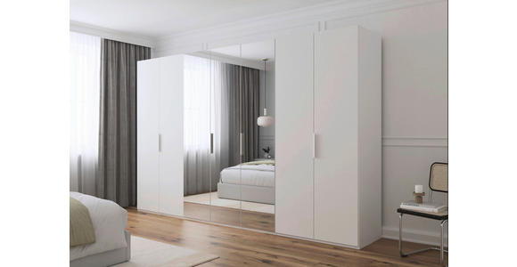 DREHTÜRENSCHRANK 350/235/61 cm,  in Weiß, 7-türig  - Weiß, Basics, Glas/Holzwerkstoff (350/235/61cm) - Novel