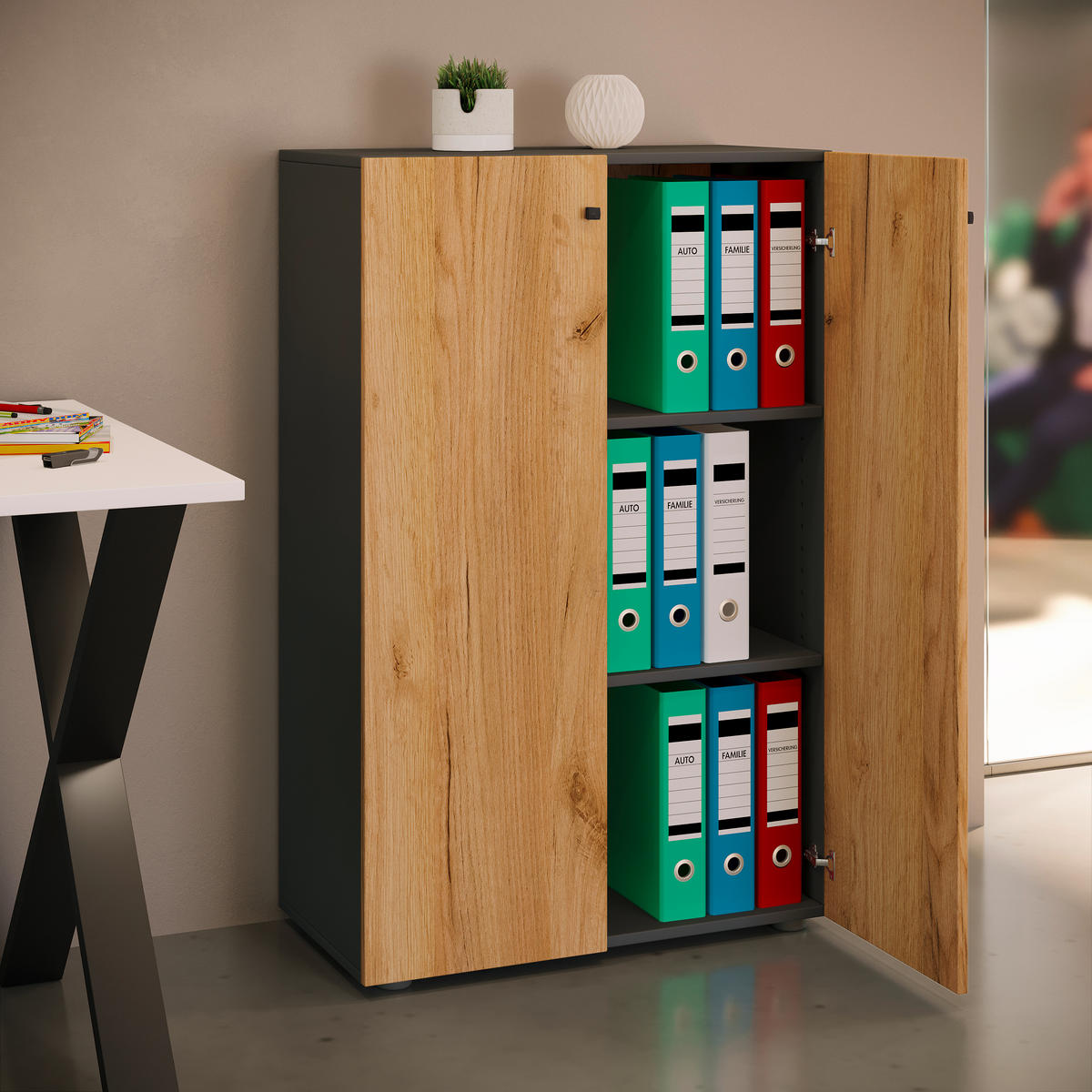 AKTENSCHRANK 70/110/39 cm  - Honigeiche/Anthrazit, Design (70/110/39cm) - MID.YOU