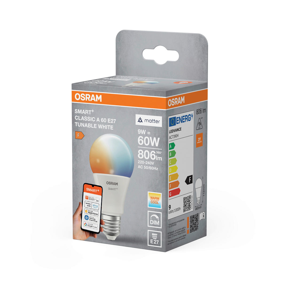 LED-LEUCHTMITTEL E27 9 W 806 lm  - Weiß, Basics, Kunststoff (6/11,2cm) - Osram