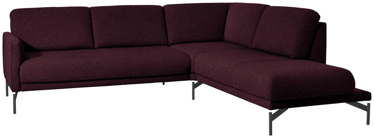 ECKSOFA in Flachgewebe, Struktur Dunkelrot  254/230 cm  - Anthrazit/Dunkelrot, Design, Textil/Metall (254/230cm) - Johann Jakob