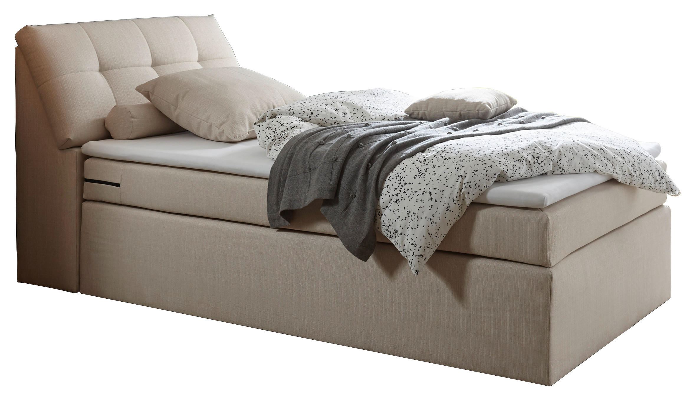 BOXSPRINGBETT 120/200 cm in Creme - Silberfarben/Creme, Design, Kunststoff/Textil (120/200cm) - Esposa