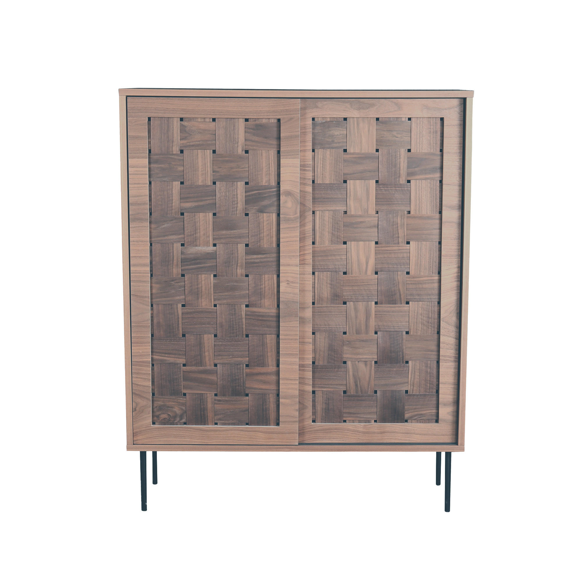 HÖG BYRÅ  i 100/125/38 cm  - valnötsfärgad/svart, Klassisk, metall/trä (100/125/38cm) - Niels Andersson