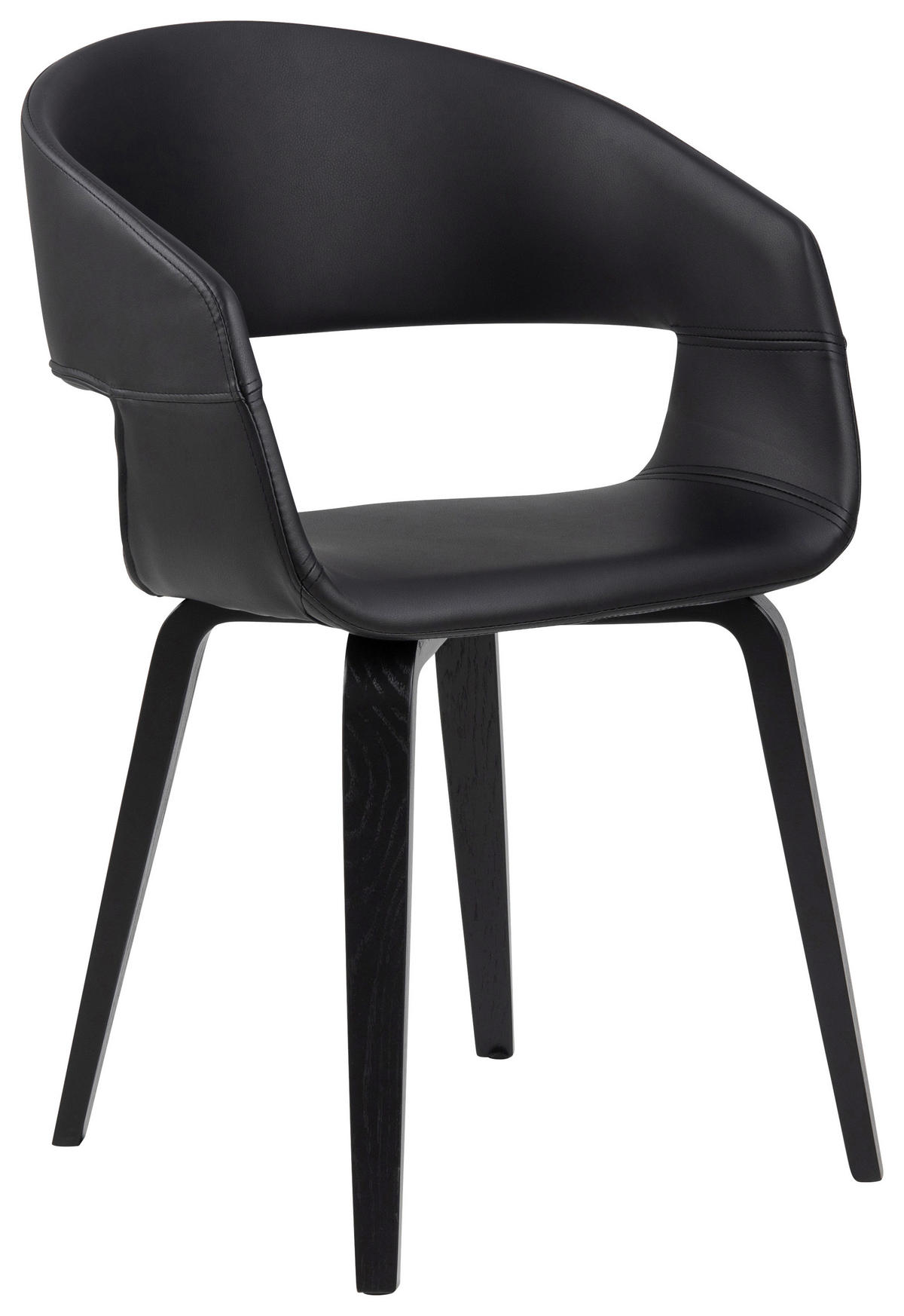 STOLICA S NASLONOM ZA RUKE  crna  tekstil      - crna, Trend, tekstil/drvo (52/77,5/53cm) - MID.YOU