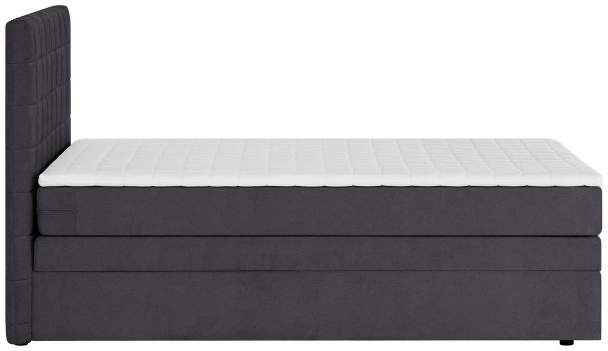 BOXSPRINGBETT 140/200 cm,  in Anthrazit  - Anthrazit/Schwarz, Design, Kunststoff/Textil (140/200cm) - Welnova