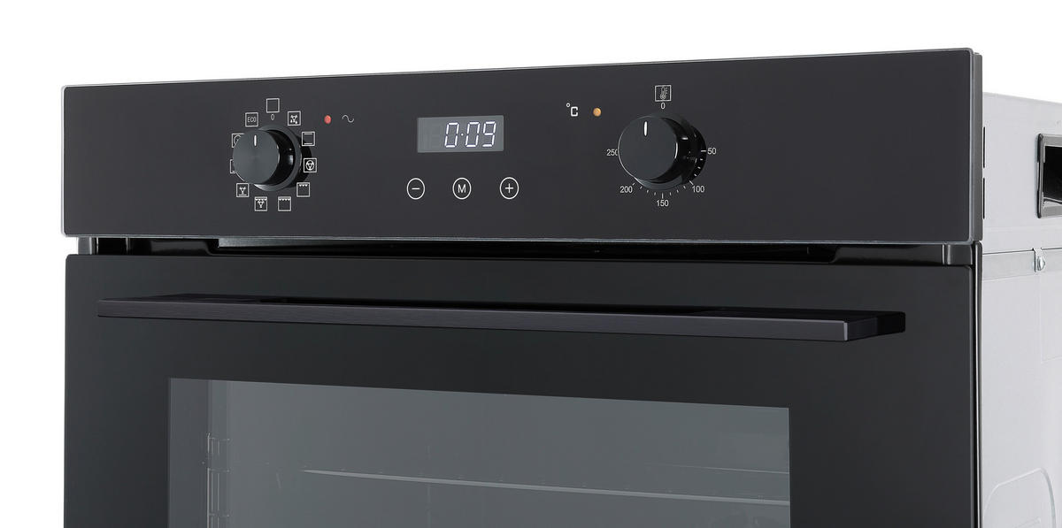 EINBAUBACKOFEN AB701-19  - Schwarz, Basics, Glas/Kunststoff (59,5/59,5/57,5cm) - Respekta