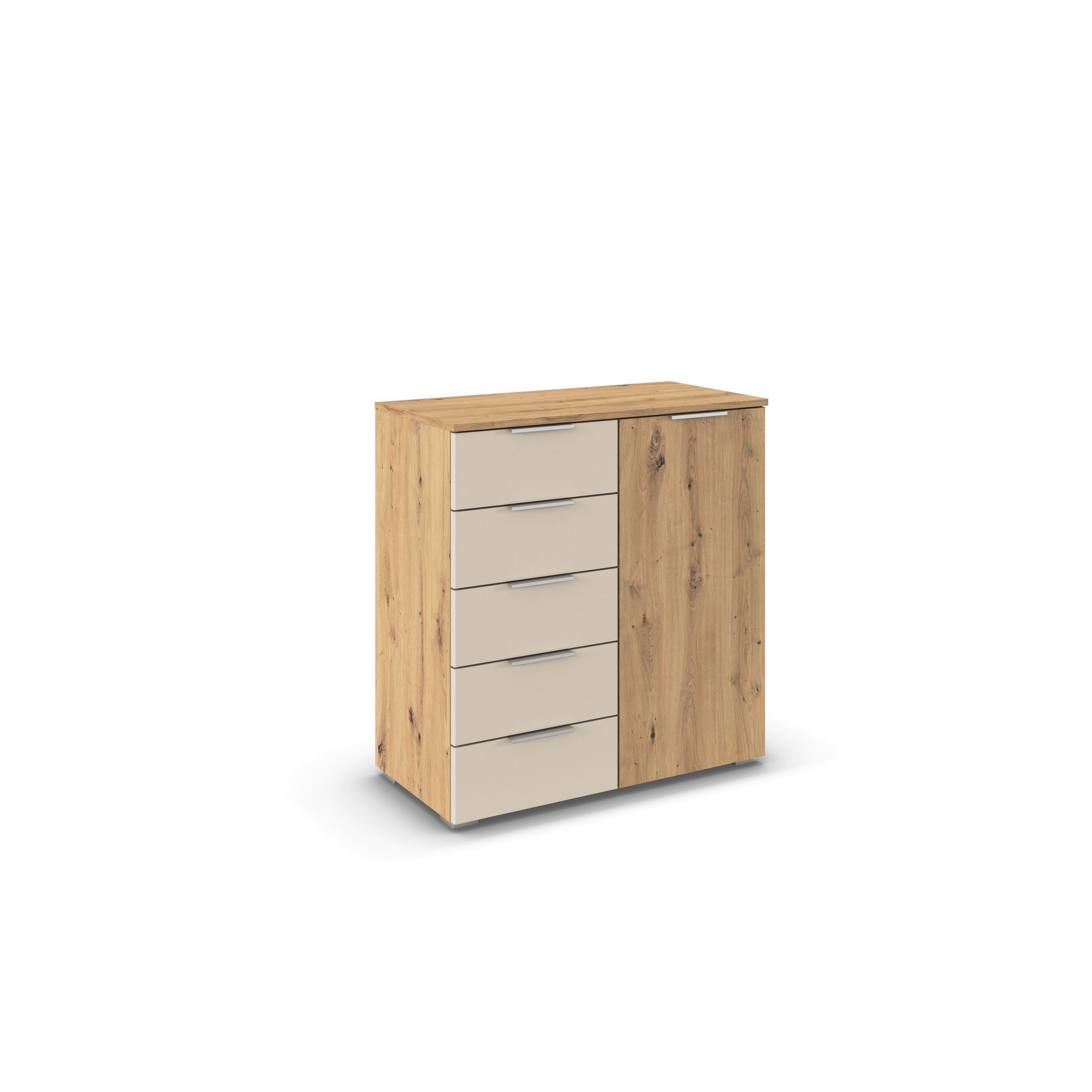 COMODĂ 80/84/40 cm  - stejar Artisan/culoare aluminiu, Basics, plastic/metal (80/84/40cm)