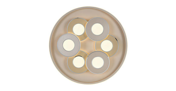 LED-DECKENLEUCHTE Ilok 50/5 cm  - Sandfarben/Chromfarben, Design, Kunststoff/Metall (50/5cm) - Novel