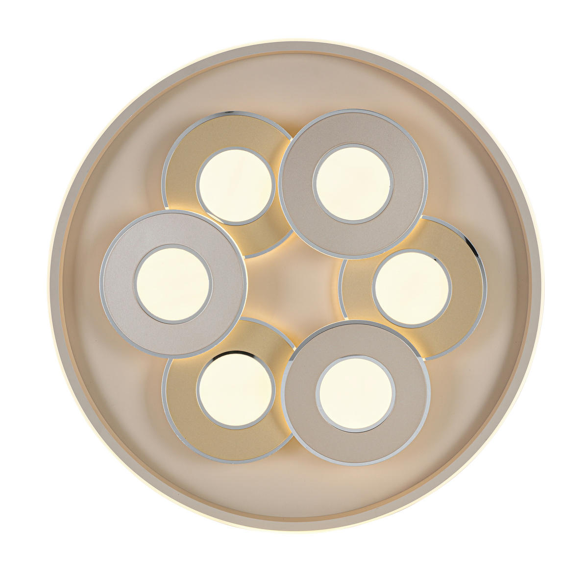 LED-DECKENLEUCHTE Ilok 50/5 cm  - Sandfarben/Chromfarben, Design, Kunststoff/Metall (50/5cm) - Novel
