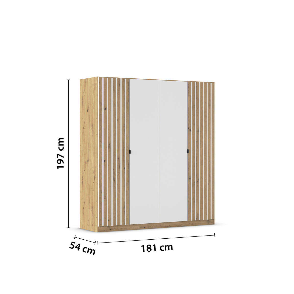 DREHTÜRENSCHRANK  in Weiß, Eiche Artisan  - Eiche Artisan/Weiß, MODERN, Holzwerkstoff/Metall (181/197/54cm) - Rauch Möbel