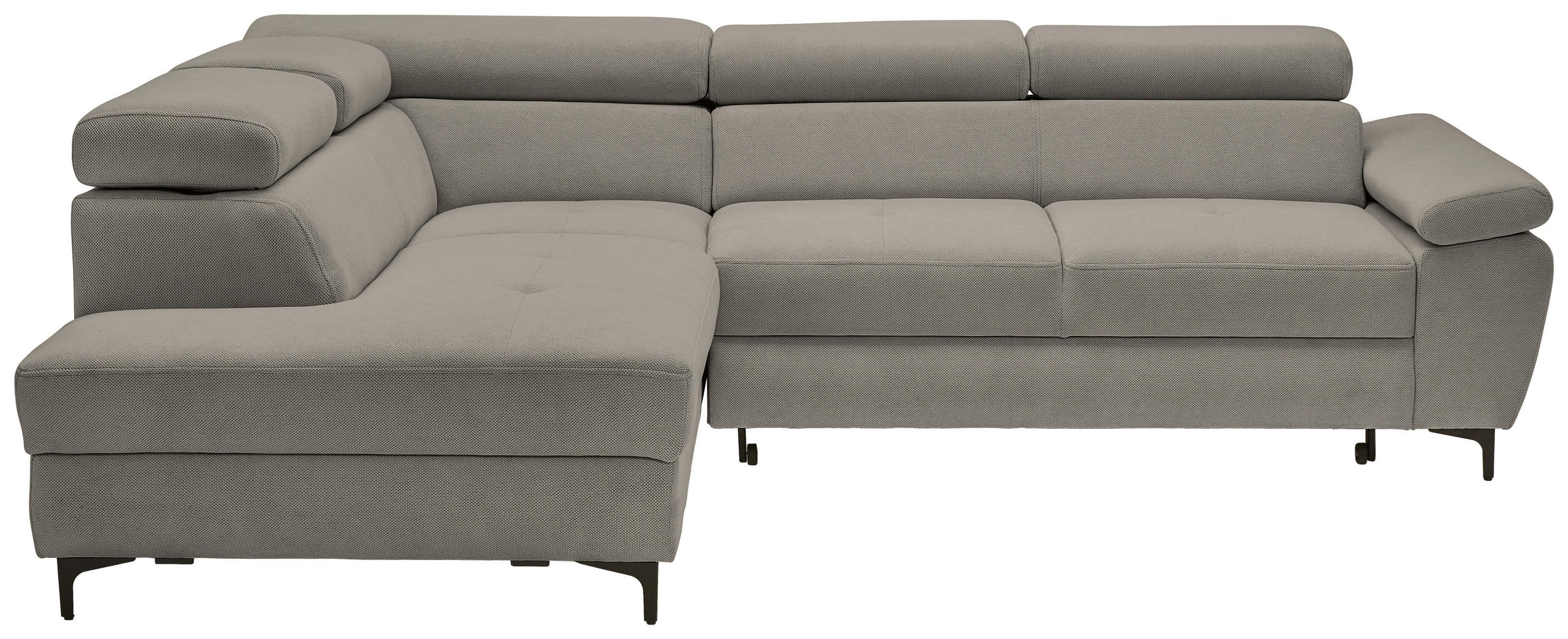 ECKSOFA inkl. Funktion COMBO Dunkelgrau Flachgewebe  - Dunkelgrau/Schwarz, Design, Textil/Metall (206/266cm) - Stylife