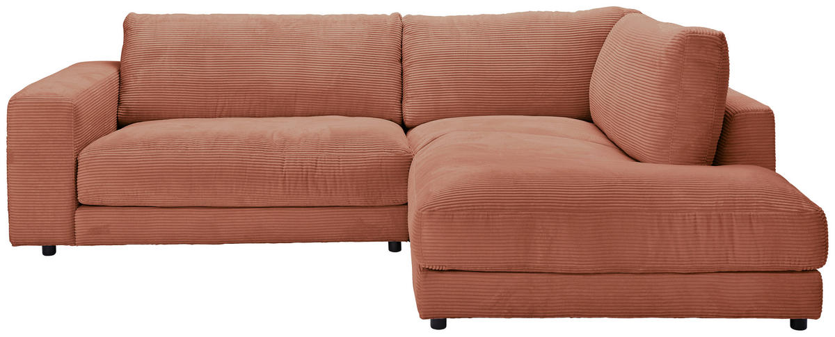 ECKSOFA Rostfarben Cord  - Rostfarben/Schwarz, Design, Kunststoff/Textil (265/224cm) - Hom`in