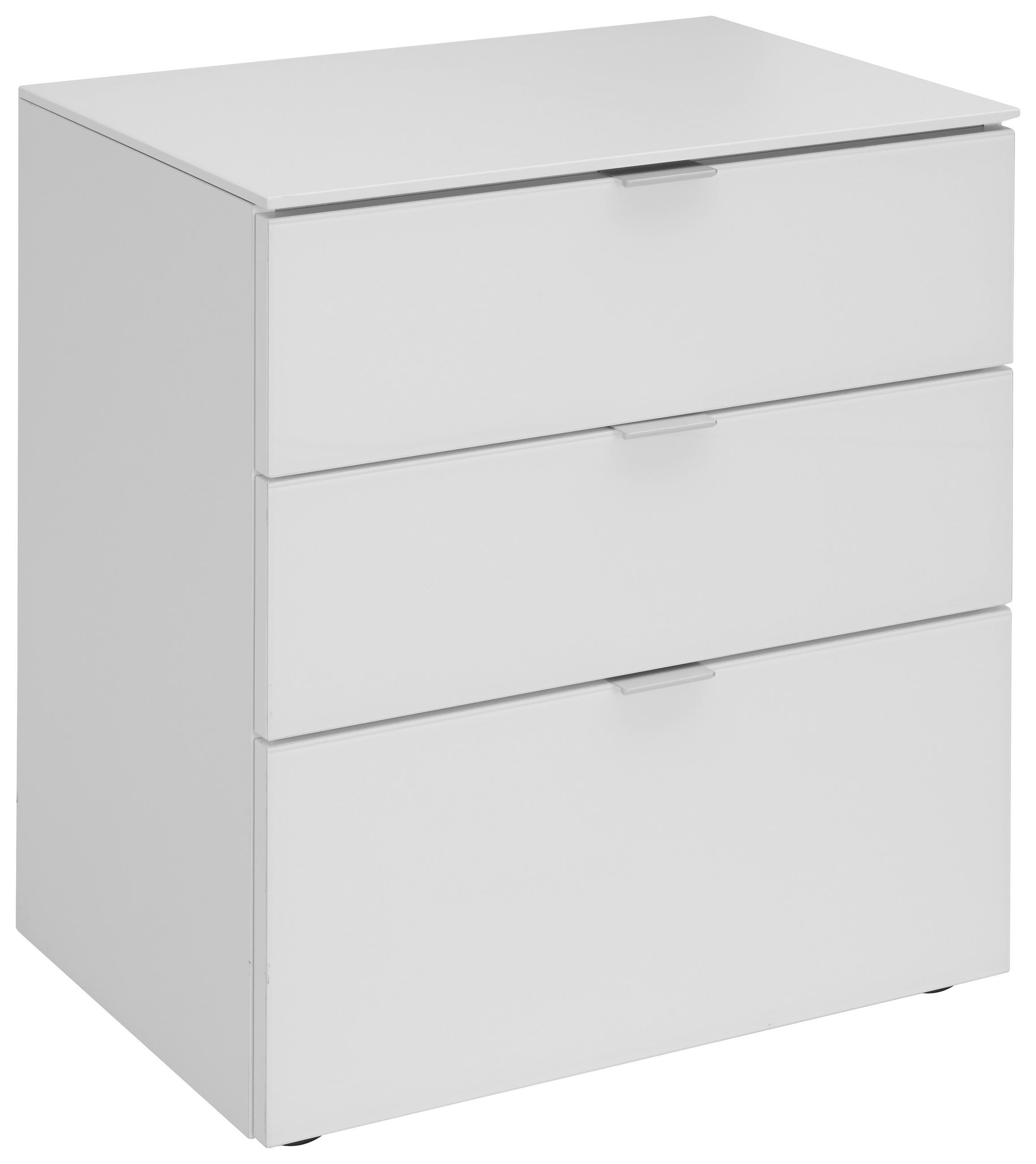 NACHTSCHRANK 58/62.5/40 cm  - Alufarben/Schwarz, Design, Glas/Holzwerkstoff (58/62.5/40cm) - Moderano