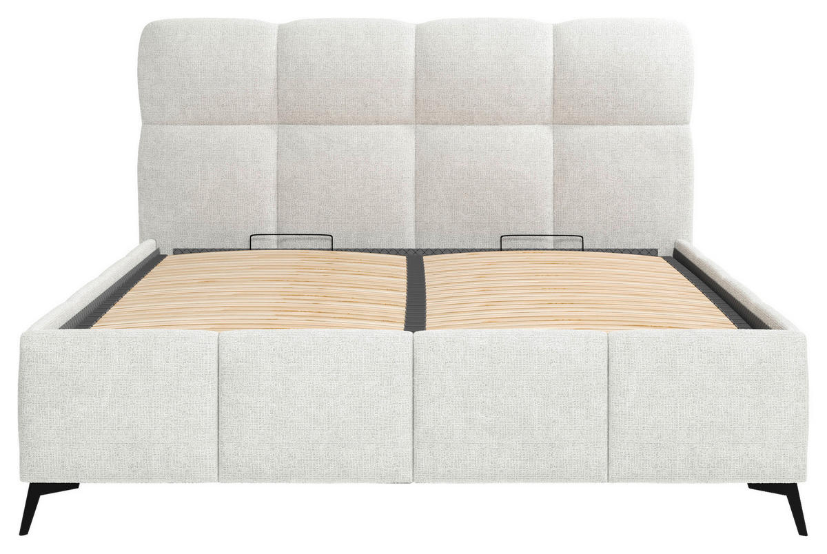 POLSTERBETT 180/200 cm,  in Naturfarben, gepolstertes Kopfteil, Lattenrost,  - Schwarz/Bronzefarben, Design, Holz/Textil (180/200cm) - Chameo