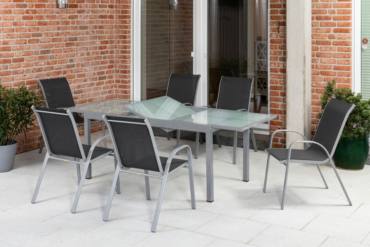 GARTENSET Aluminium  - Silberfarben/Grau, MODERN, Textil/Metall - Gardenson