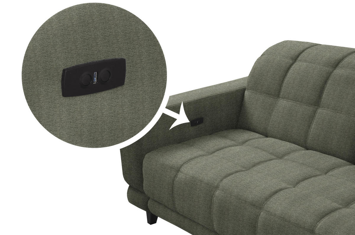 ECKSOFA in Webstoff Grün  302/216 cm  - Schwarz/Grün, Design, Holz/Textil (302/216cm) - Xora