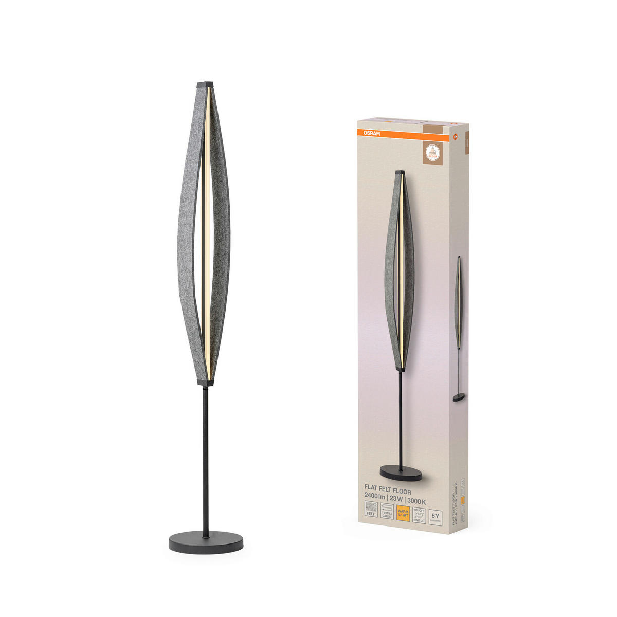 LED-STEHLEUCHTE 25/152,5 cm    - Dunkelgrau, Design, Kunststoff/Textil (25/152,5cm) - Osram