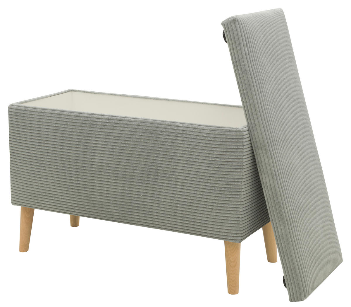 HOCKER 400 004  Cord Hellgrau  - Hellgrau/Naturfarben, Basics, Holz/Textil (91/58/41cm) - Livetastic