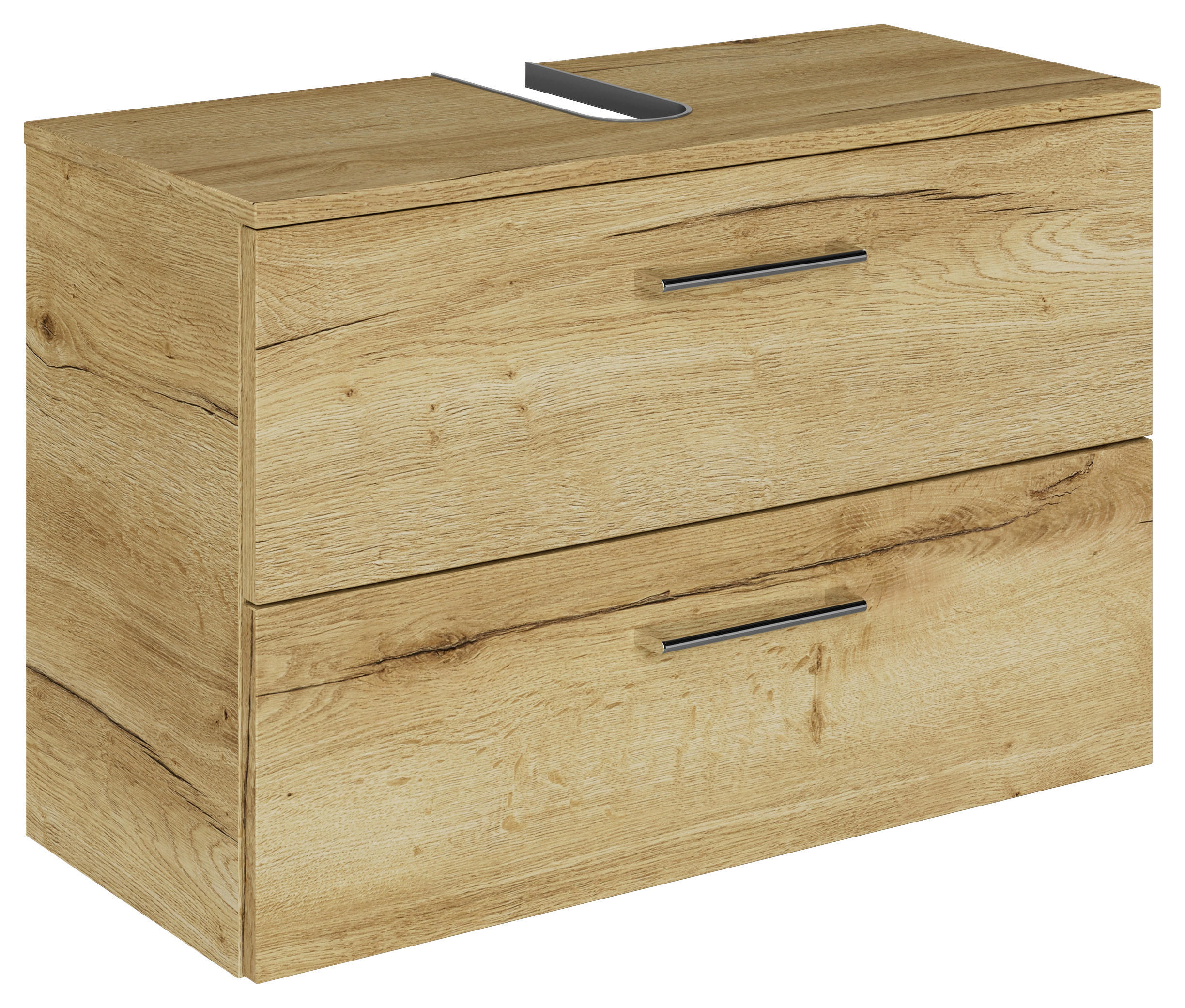 WASCHBECKENUNTERSCHRANK 75/49,8/33,3 cm  - Chromfarben/Wildeiche, KONVENTIONELL, Holzwerkstoff/Metall (75/49,8/33,3cm) - Sadena