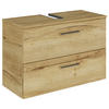 WASCHBECKENUNTERSCHRANK M-PLAN - Chromfarben/Wildeiche, KONVENTIONELL, Holzwerkstoff/Metall (75/49,8/33,3cm) - Sadena