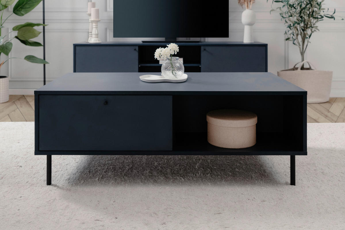 KLUB STOLIĆ tamno plava  drvni materijal  - tamno plava/crna, Moderno, drvni materijal/metal (110/60/40cm) - MID.YOU