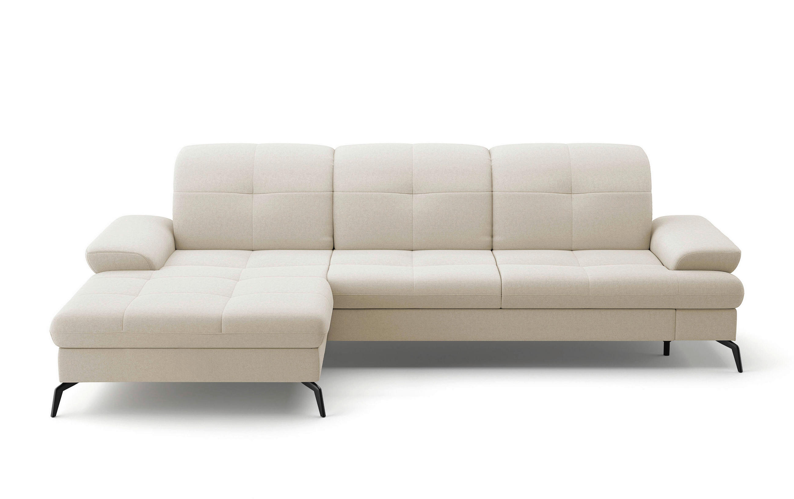ECKSOFA in Flachgewebe Creme  - Creme/Schwarz, Konventionell, Textil/Metall (185/279cm) - Sit & More