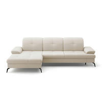 ECKSOFA Creme Flachgewebe  - Creme/Schwarz, KONVENTIONELL, Textil/Metall (185/279cm) - Sit & More
