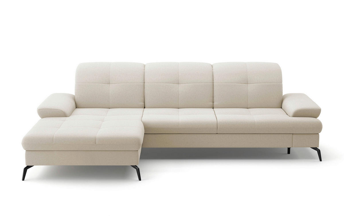 ECKSOFA Creme Flachgewebe  - Creme/Schwarz, KONVENTIONELL, Textil/Metall (185/279cm) - Sit & More