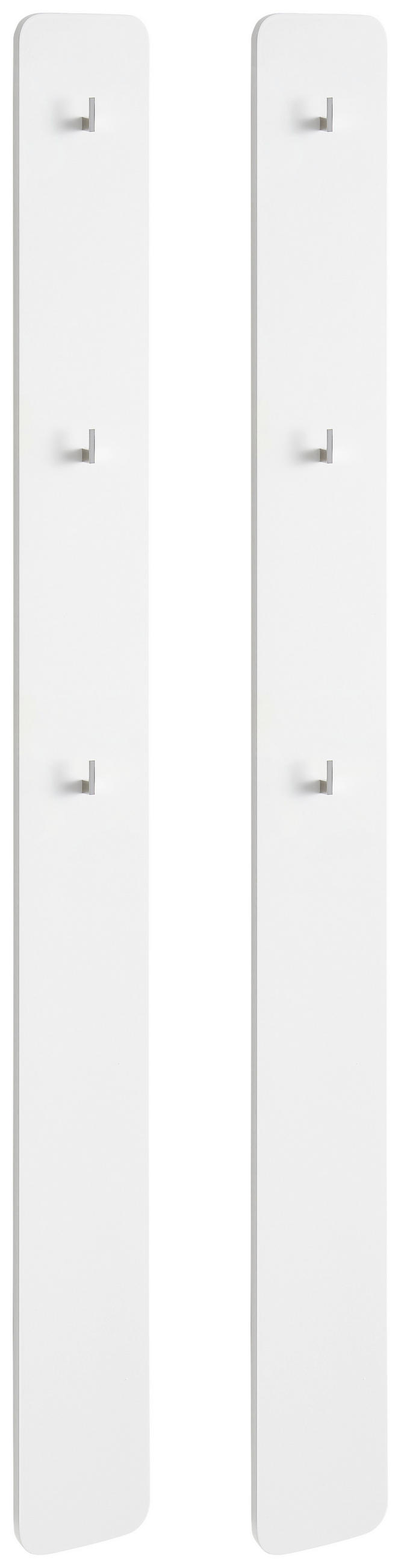 GARDEROBENPANEEL 2 Stück  in 15/164/1,5 cm  - Weiß Hochglanz, Design, Holzwerkstoff/Metall (15/164/1,5cm) - Xora