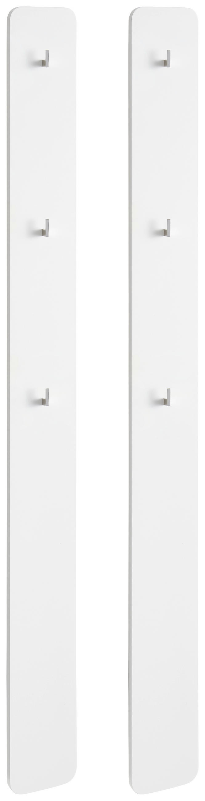 GARDEROBENPANEEL 2 Stück  in 15/164/1,5 cm  - Weiß Hochglanz, Design, Holzwerkstoff/Metall (15/164/1,5cm) - Xora