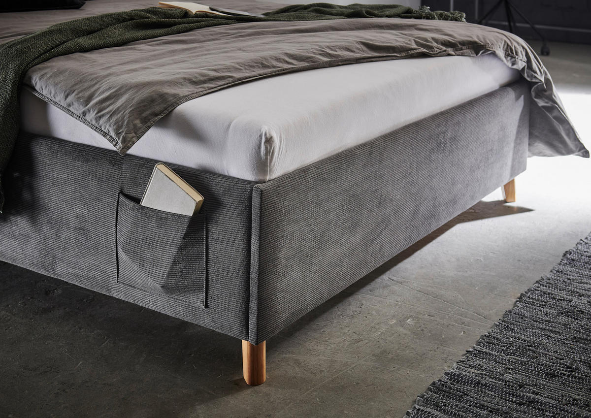 POLSTERBETT 140/200 cm  in Anthrazit  - Eichefarben/Anthrazit, Konventionell, Holz/Textil (140/200cm) - Stylife