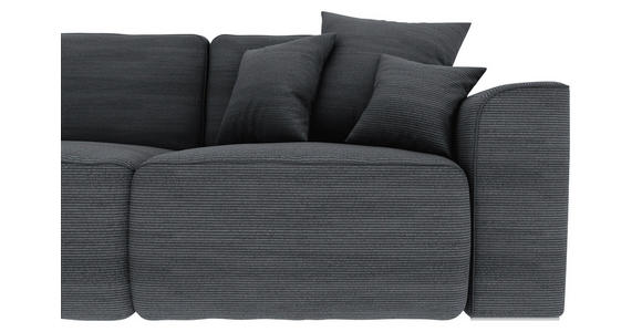 ECKSOFA Dunkelgrau Cord Zierkissen, Rückenkissen, Bettkasten, Schlaffunktion, Rücken echt, Liegefläche im Originalstoff  - Chromfarben/Dunkelgrau, KONVENTIONELL, Kunststoff/Textil (195/293cm) - Carryhome