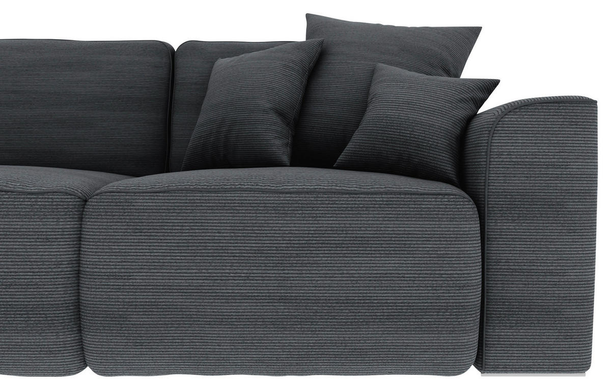 ECKSOFA in Cord Dunkelgrau  - Chromfarben/Dunkelgrau, Konventionell, Kunststoff/Textil (195/293cm) - MID.YOU