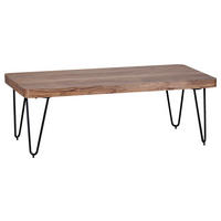 COUCHTISCH Akazie massiv 115/60/40 cm rechteckig Akaziefarben  - Schwarz/Akaziefarben, Design, Holz/Metall (115/60/40cm) - MID.YOU
