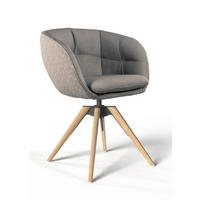 ARMLEHNSTUHL  Sitzfläche 360° drehbar, Gestellauswahl, ergonomische Rückenlehne, Stoff-/Lederauswahl Jacquard  Graubraun  - Eichefarben/Graubraun, Design, Holz/Textil (56/85/64cm) - Dieter Knoll