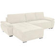 ECKSOFA Creme Chenille Rückenkissen, Bettkasten, Schlaffunktion, Rücken echt, Armteilverstellung, Liegefläche im Originalstoff  - Silberfarben/Creme, KONVENTIONELL, Holz/Textil (187/293cm) - Carryhome