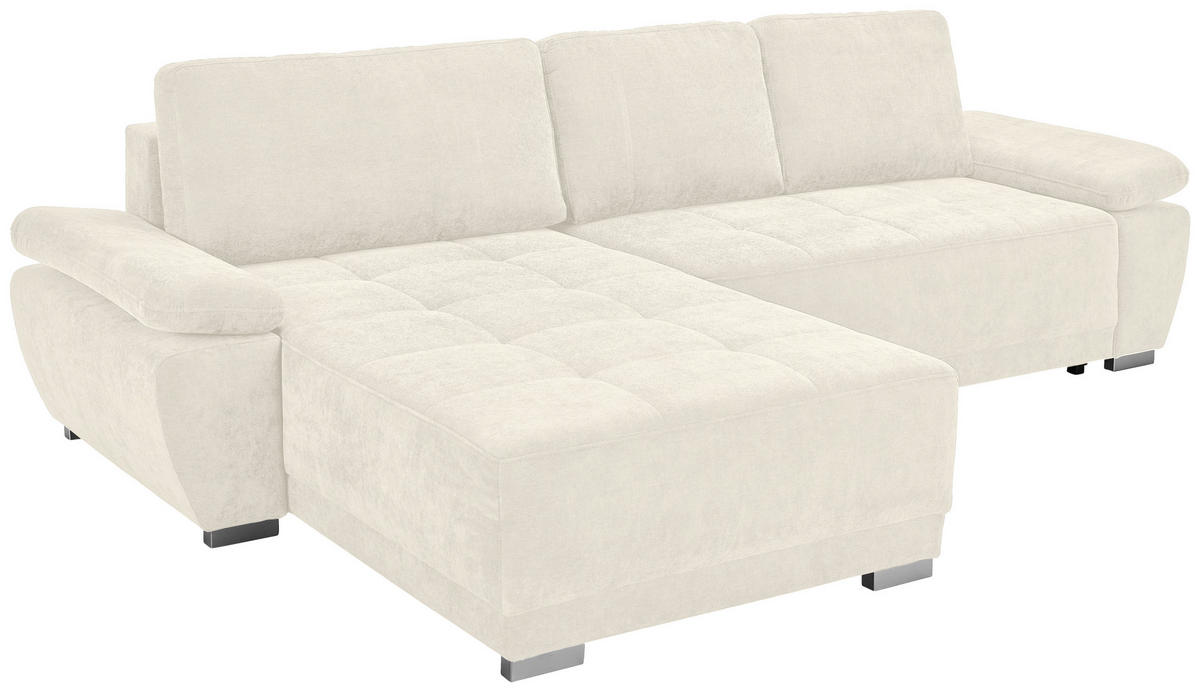 ECKSOFA Creme Chenille  - Silberfarben/Creme, KONVENTIONELL, Holz/Textil (187/293cm) - Carryhome