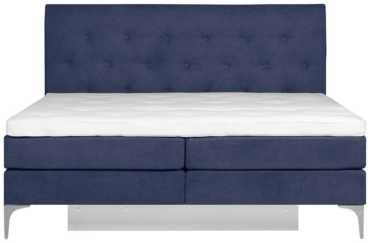 BOXSPRINGBETT 180/200 cm  in Blau  - Chromfarben/Blau, Design, Textil/Metall (180/200cm) - Welnova