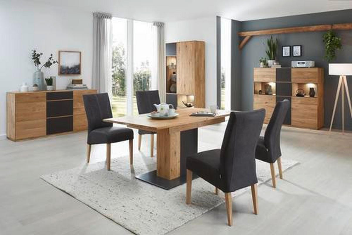 SIDEBOARD  in 177/89/42 cm  - Eichefarben/Anthrazit, Natur, Glas/Holz (177/89/42cm) - Waldwelt