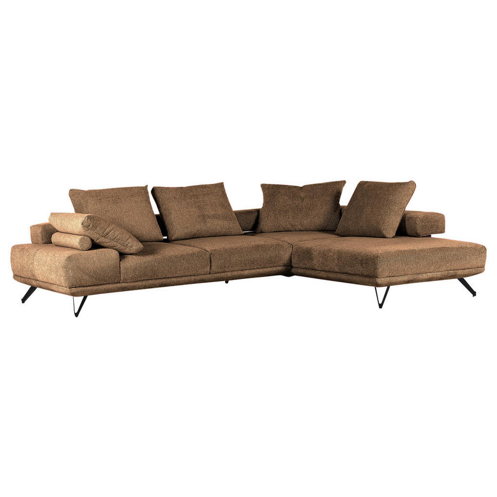 Thumbnail - Carryhome Ecksofa, Cognac, Textil, 3-4-Sitzer, Füllung: Schaumstoff, Ottomane rechts, L-Form, 310x240 cm, seitenverkehrt...