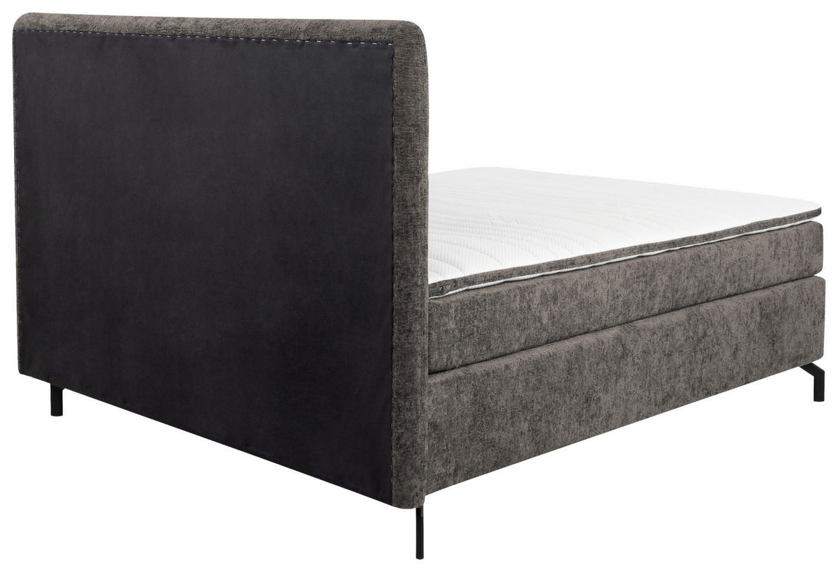 BOXSPRINGBETT 160/200 cm  in Dunkelbraun  - Dunkelbraun/Schwarz, Design, Textil/Metall (160/200cm) - Esposa