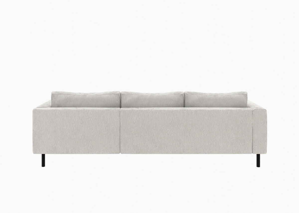 ECKSOFA Grau Cord  - Schwarz/Grau, MODERN, Textil/Metall (232/161cm) - Trendmanufaktur