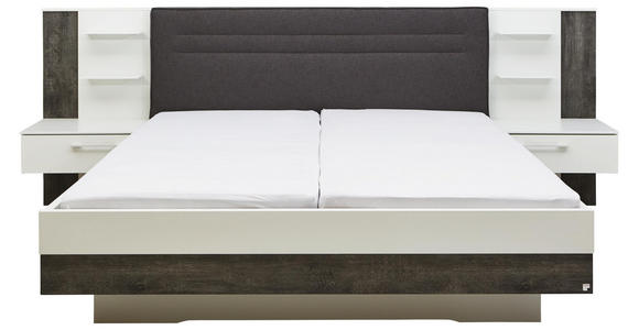 BETTANLAGE in Grau, Weiß - Weiß/Grau, Design, Holzwerkstoff/Textil (180/200cm) - Dieter Knoll